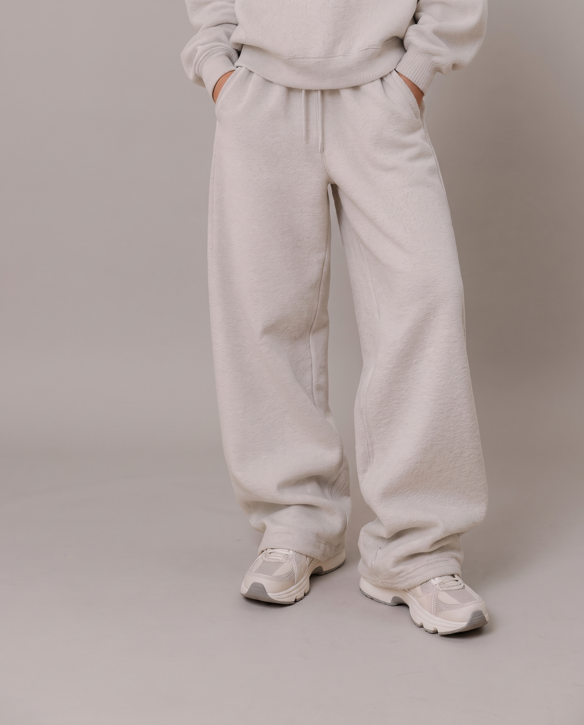 Heavyweight Wide Leg Pants Beige - mujer
