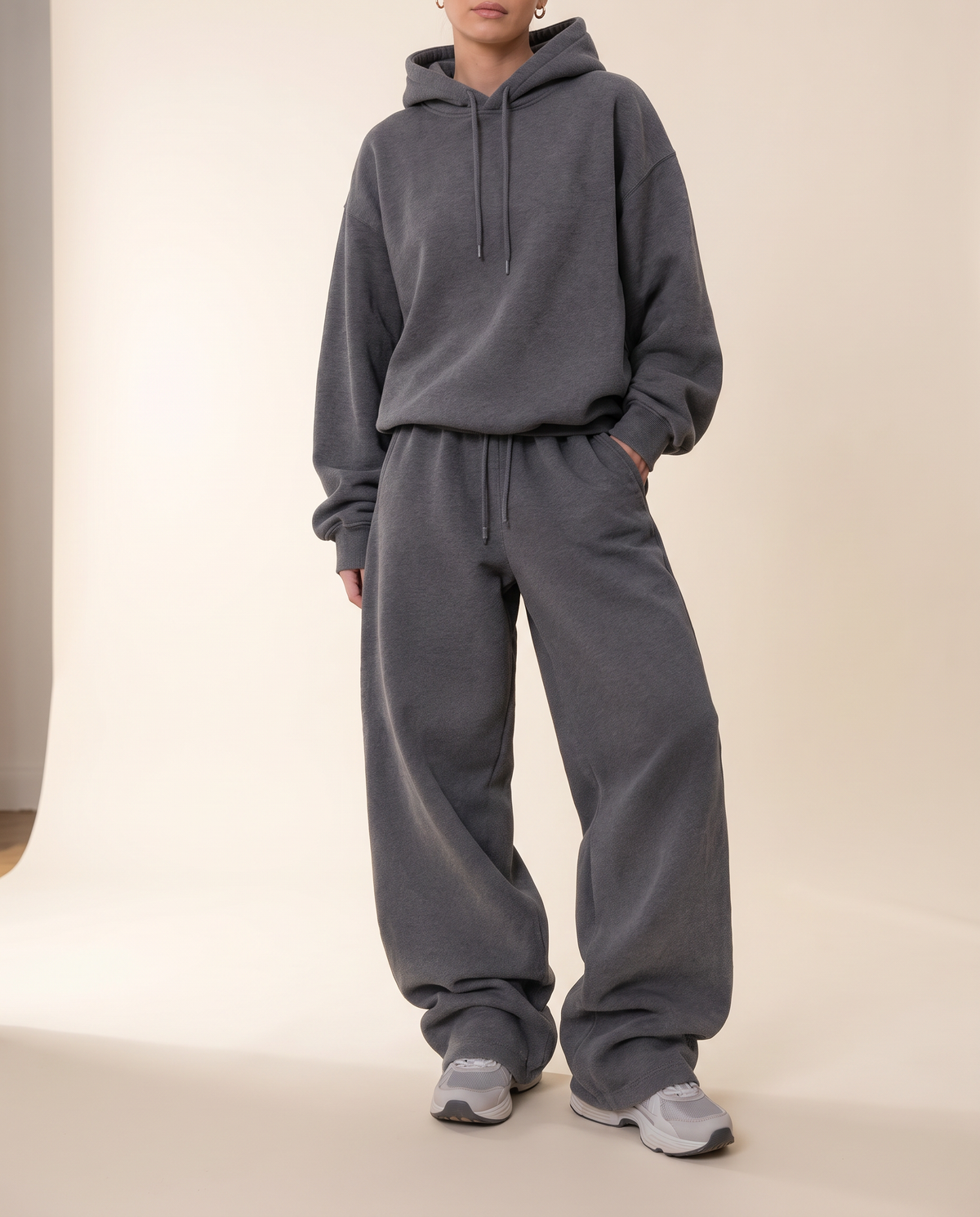 Heavyweight Wide Leg Pants Gris - mujer