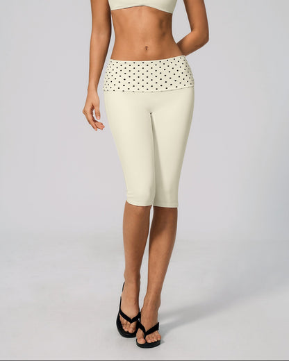 Polka Dot Foldover Capri - Hueso
