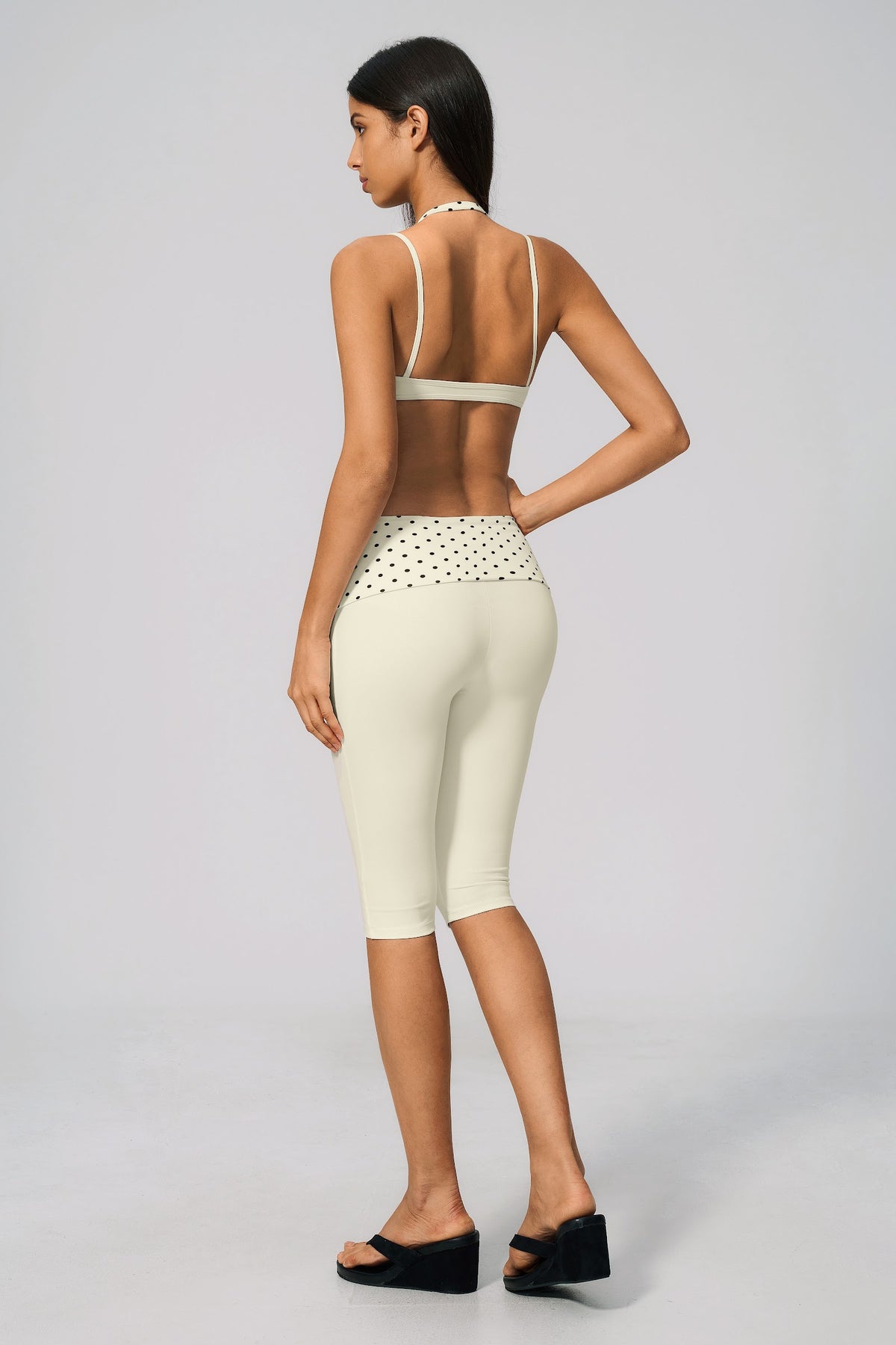 Polka Dot Foldover Capri - Hueso