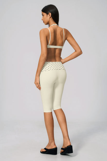 Polka Dot Foldover Capri - Hueso