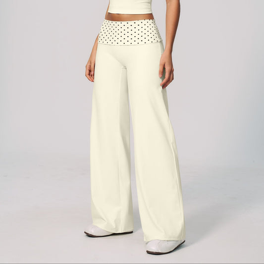 Polka Dot Foldover Flare Pant - Hueso