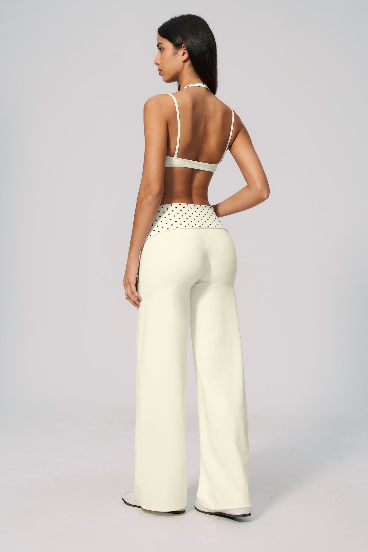 Polka Dot Foldover Flare Pant - Hueso