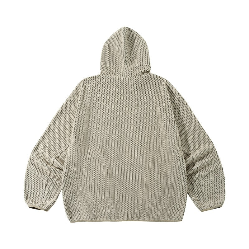Wave Fleece Hooded Jacket color Khaki, vista trasera