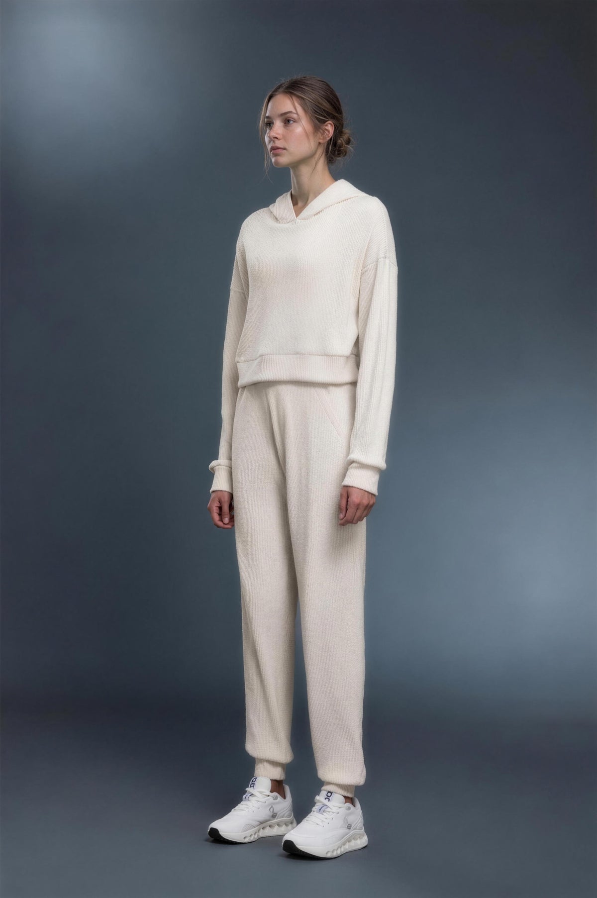 Sunday Rib Hoodie Set - Marfil