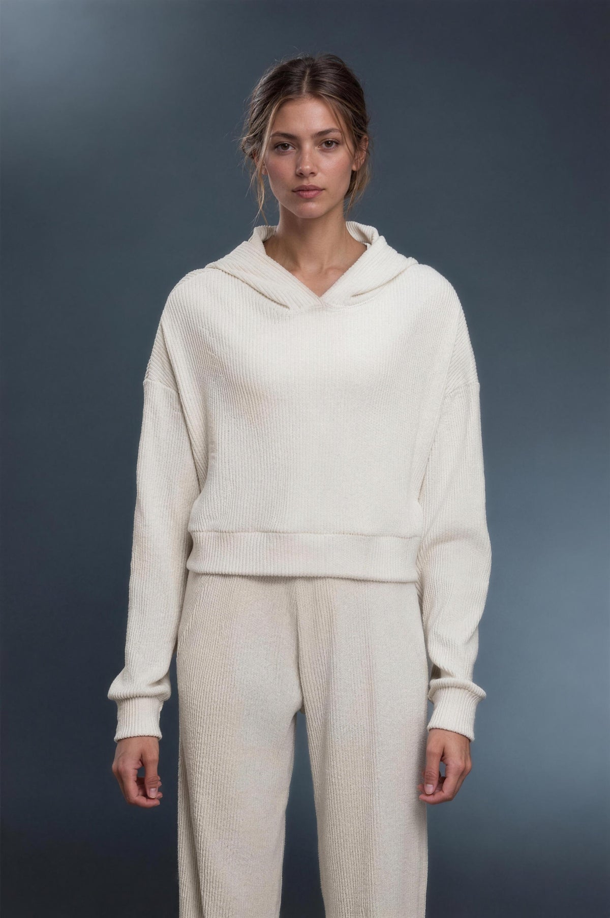 Sunday Rib Hoodie Set - Marfil