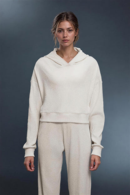 Sunday Rib Hoodie Set - Marfil