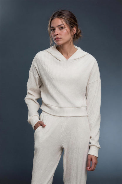 Sunday Rib Hoodie Set - Marfil