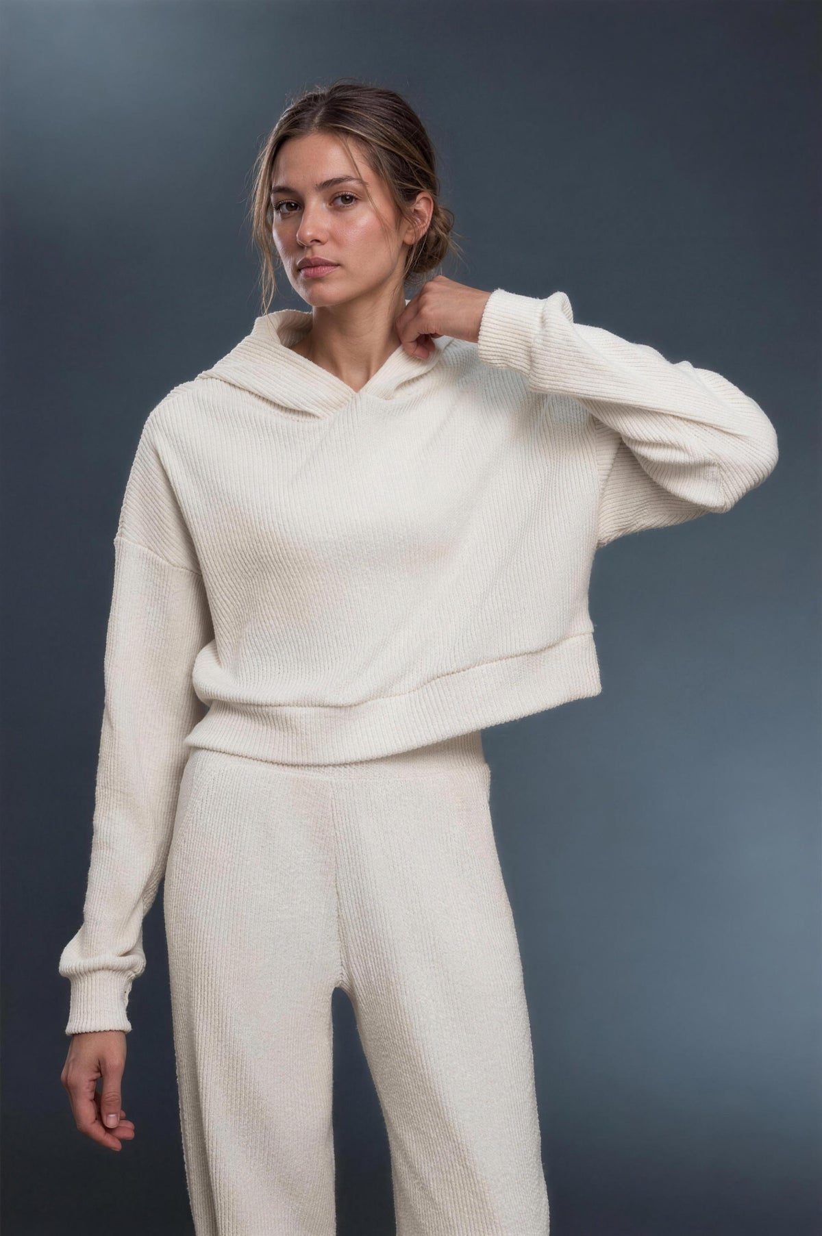 Sunday Rib Hoodie Set - Marfil