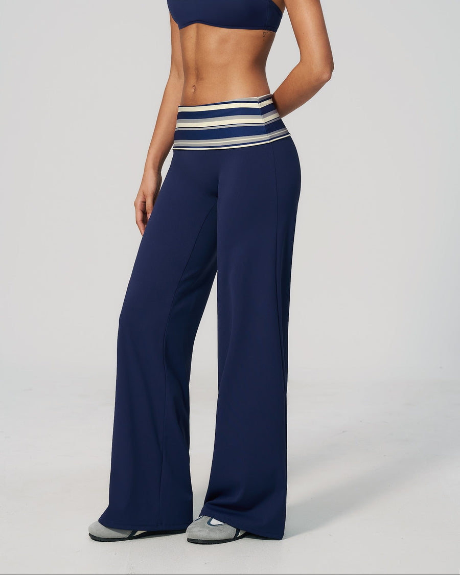 Stripe Foldover Flare Pant