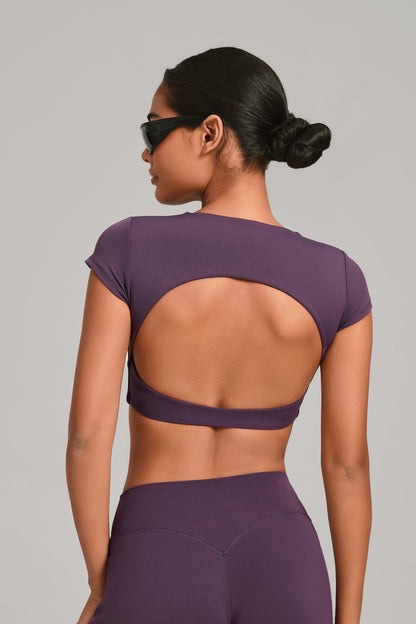 Flow Open-Back Crop Top - Morado