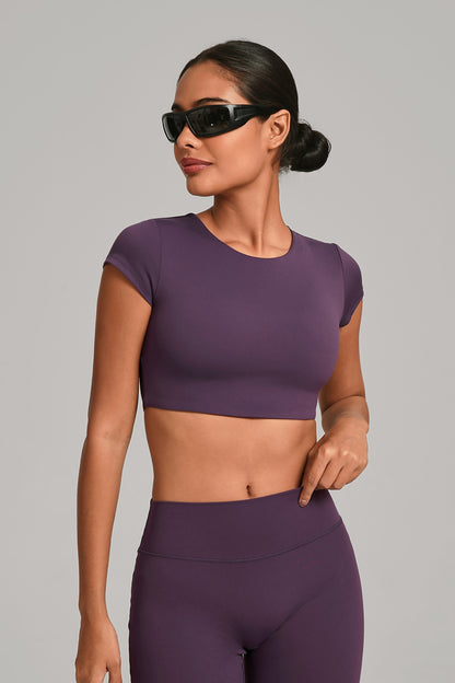 Flow Open-Back Crop Top - Morado