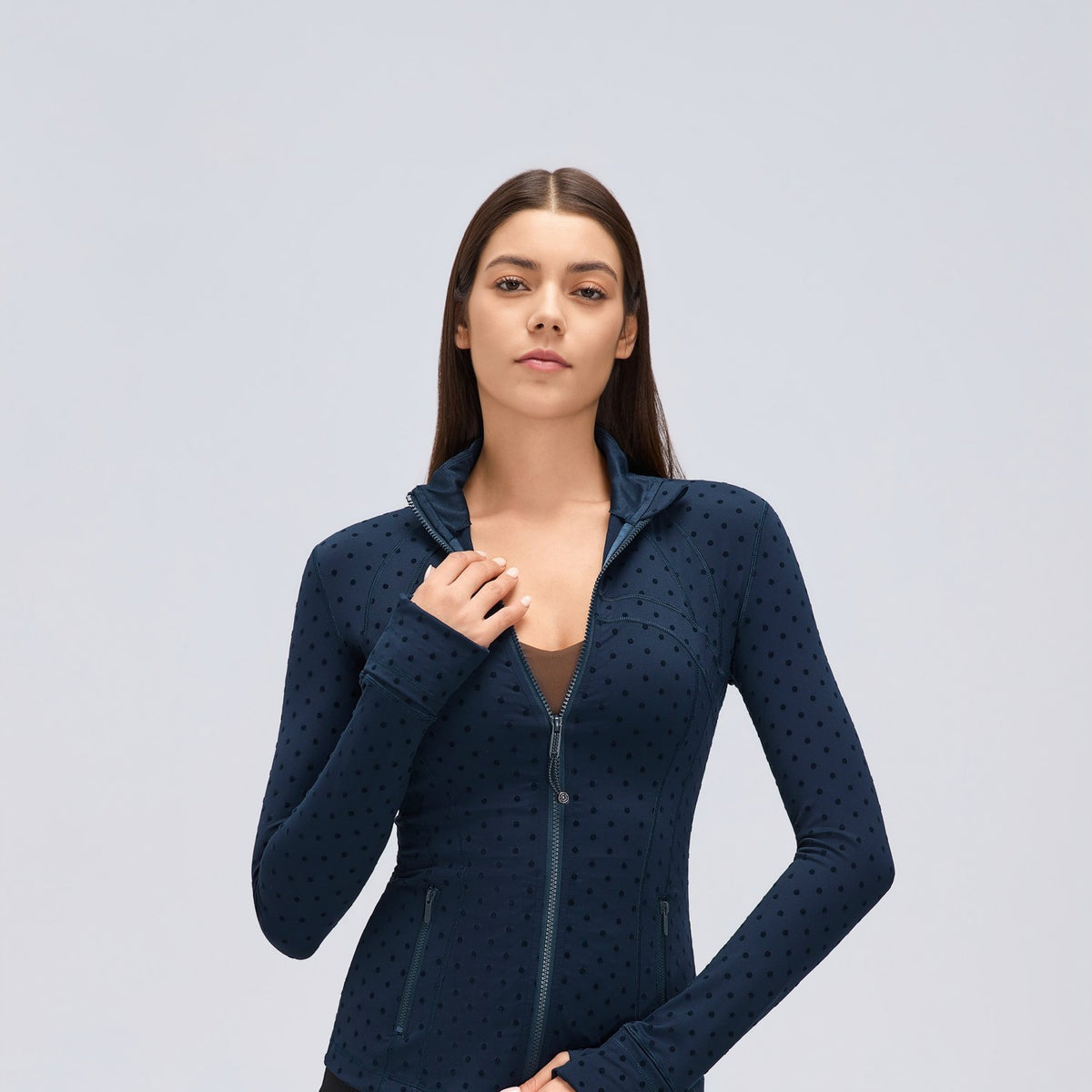 Flocked Dot Jacket Navy - modelo