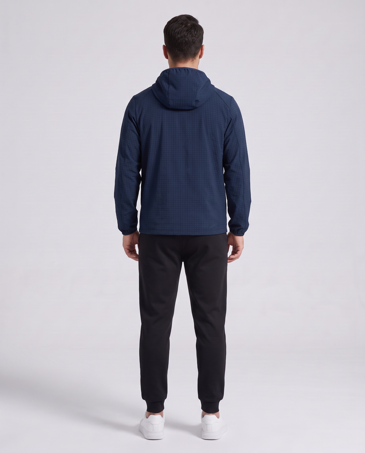 Grid Hooded Jacket Navy - espalda