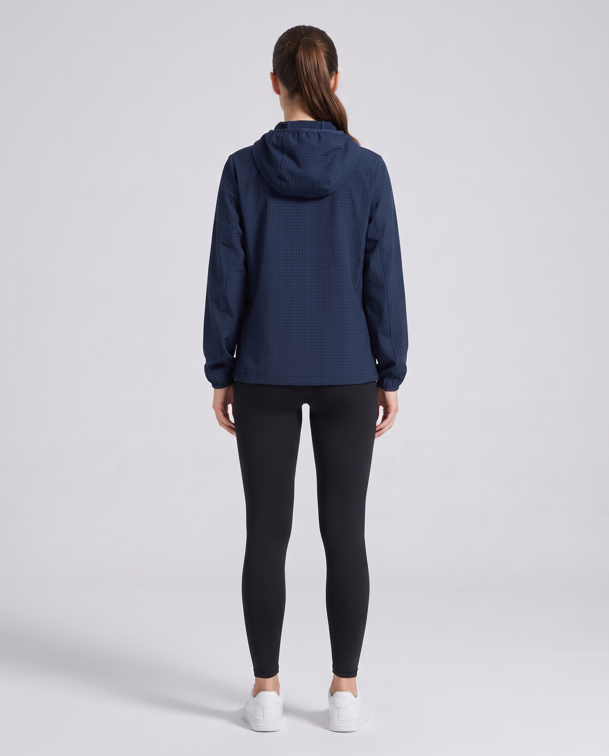 Grid Hooded Jacket Navy - mujer, espalda