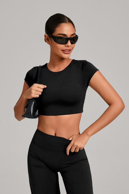 Flow Open-Back Crop Top - Negro