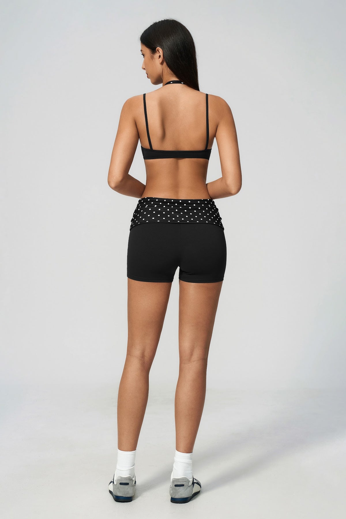 Polka Dot Halter Bra - Negro