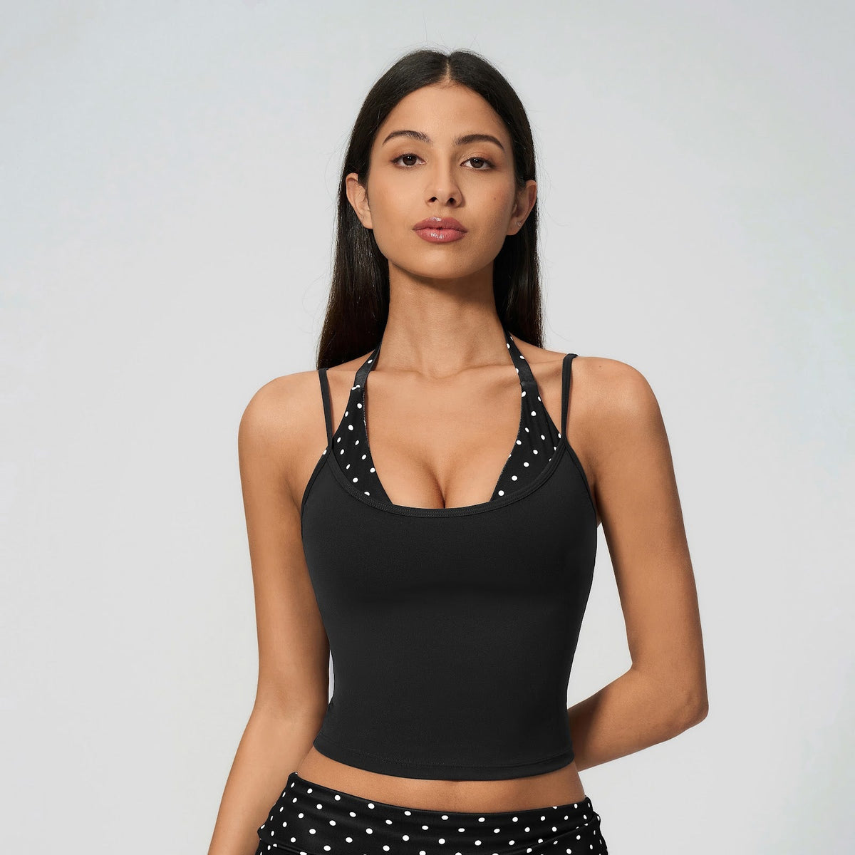Polka Dot Layered Cami - Negro