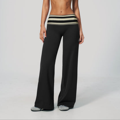 Stripe Foldover Flare Pant - Negro