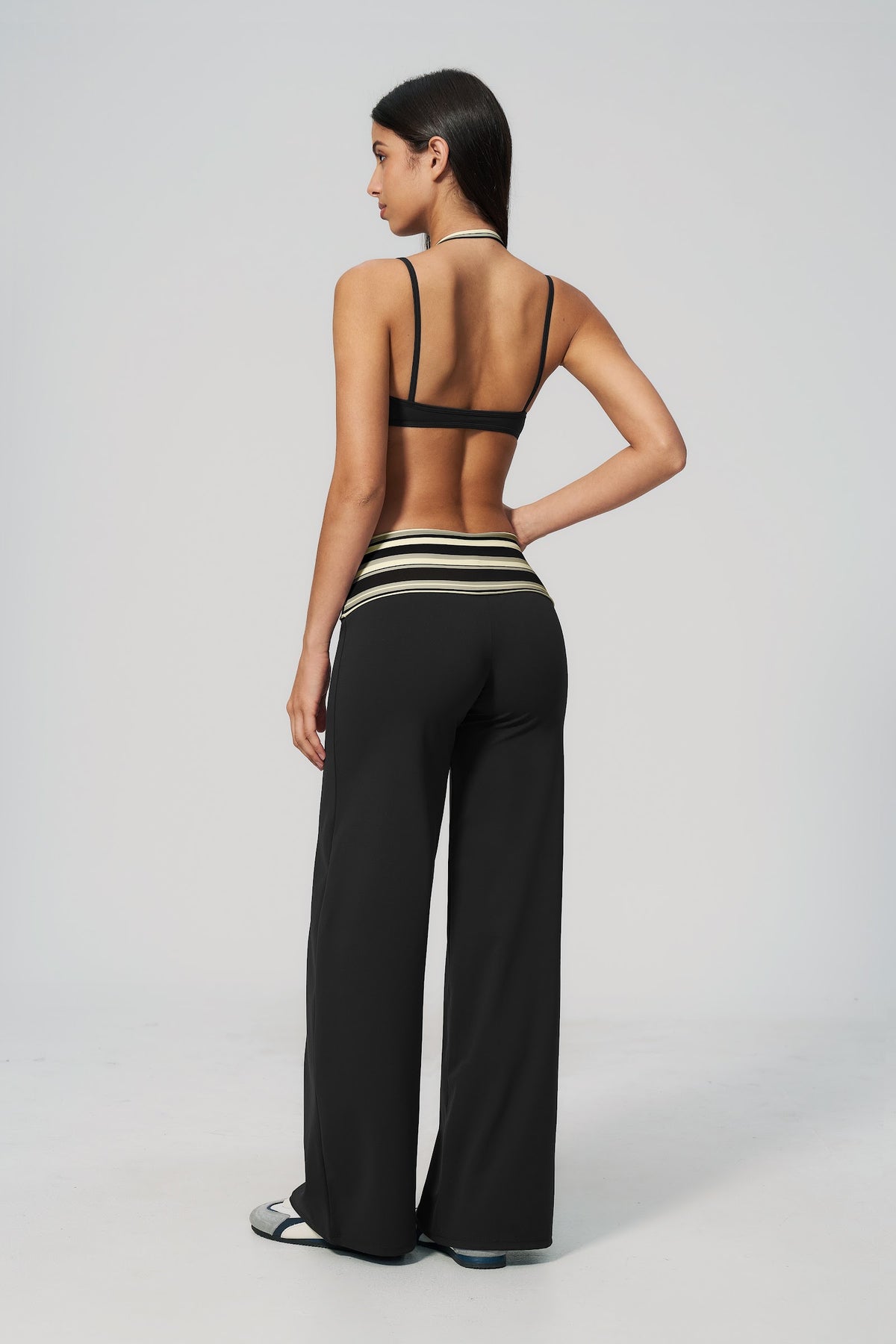 Stripe Foldover Flare Pant - Negro