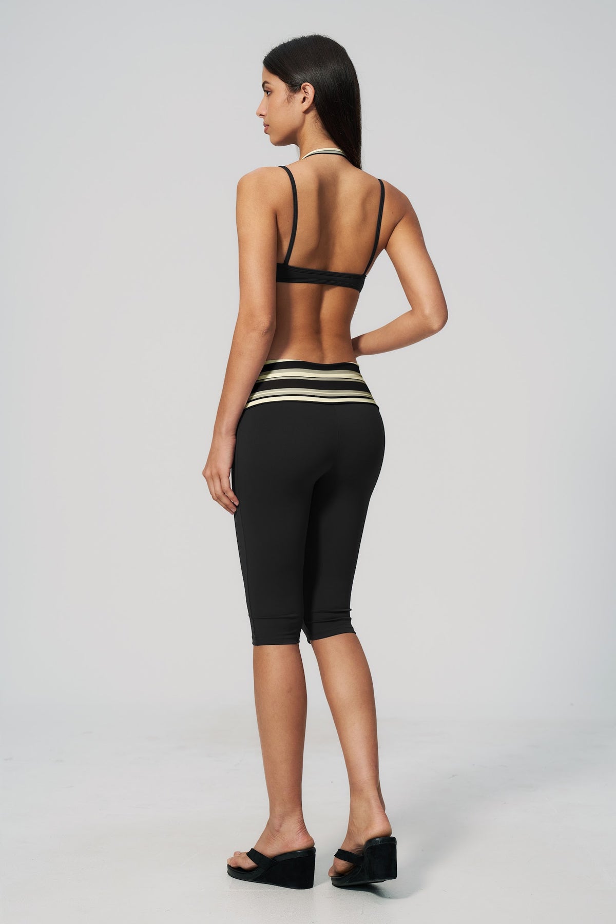 Stripe Halter Bra - Negro