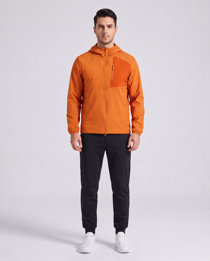Grid Hooded Jacket Orange