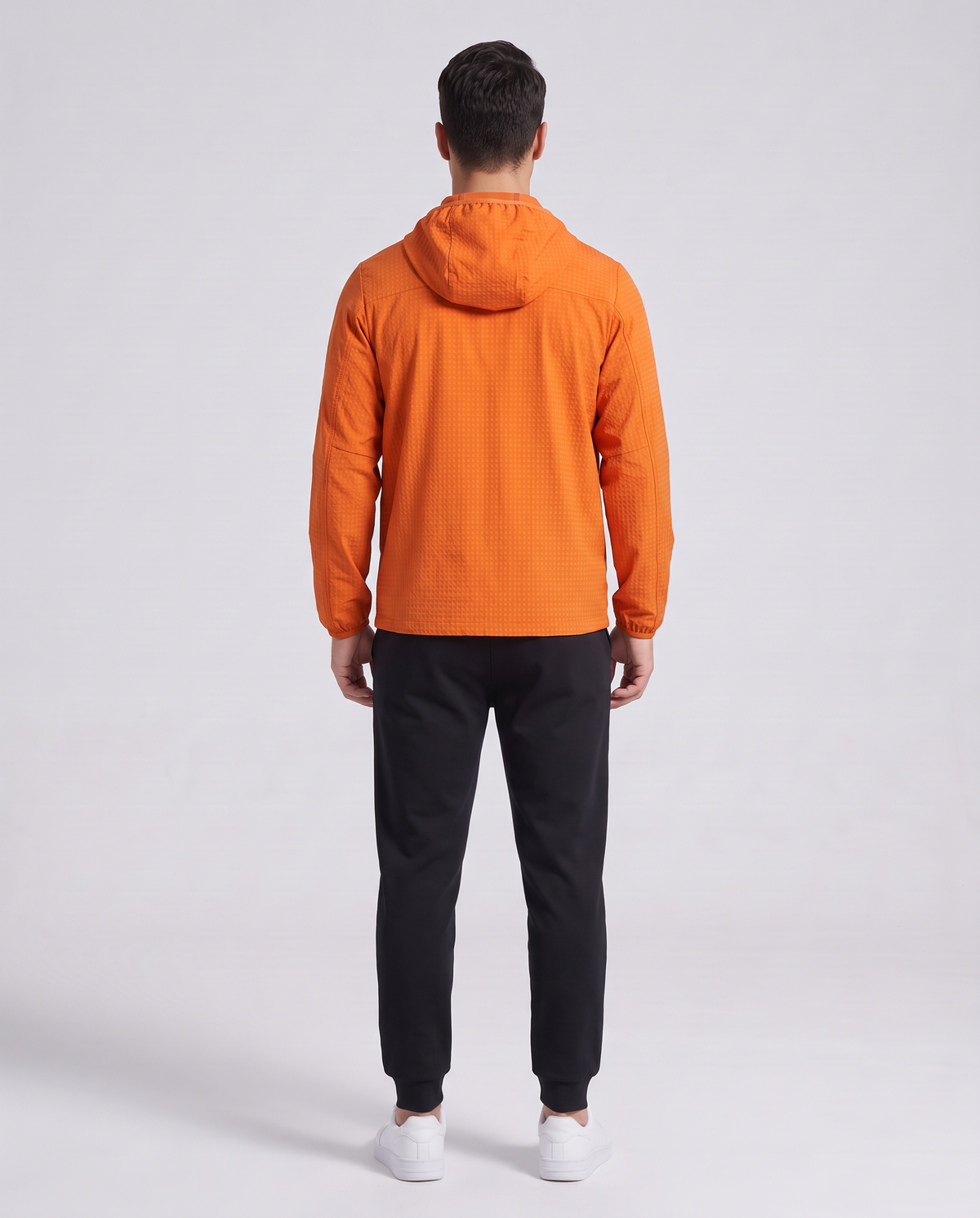 Grid Hooded Jacket Orange - espalda