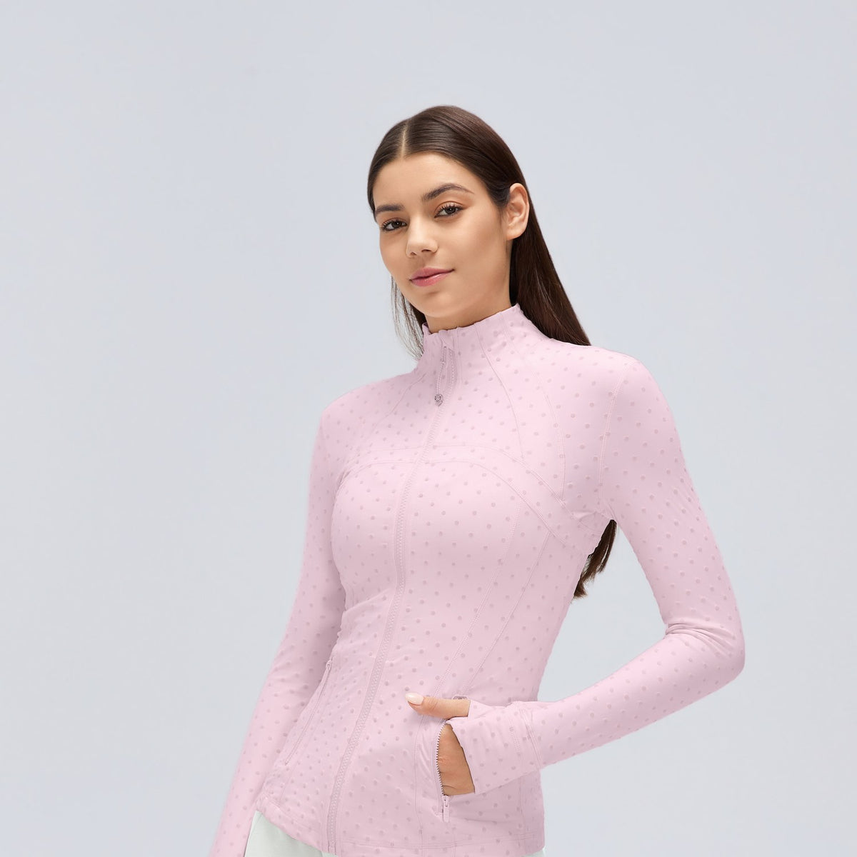 Flocked Dot Jacket Pink - modelo