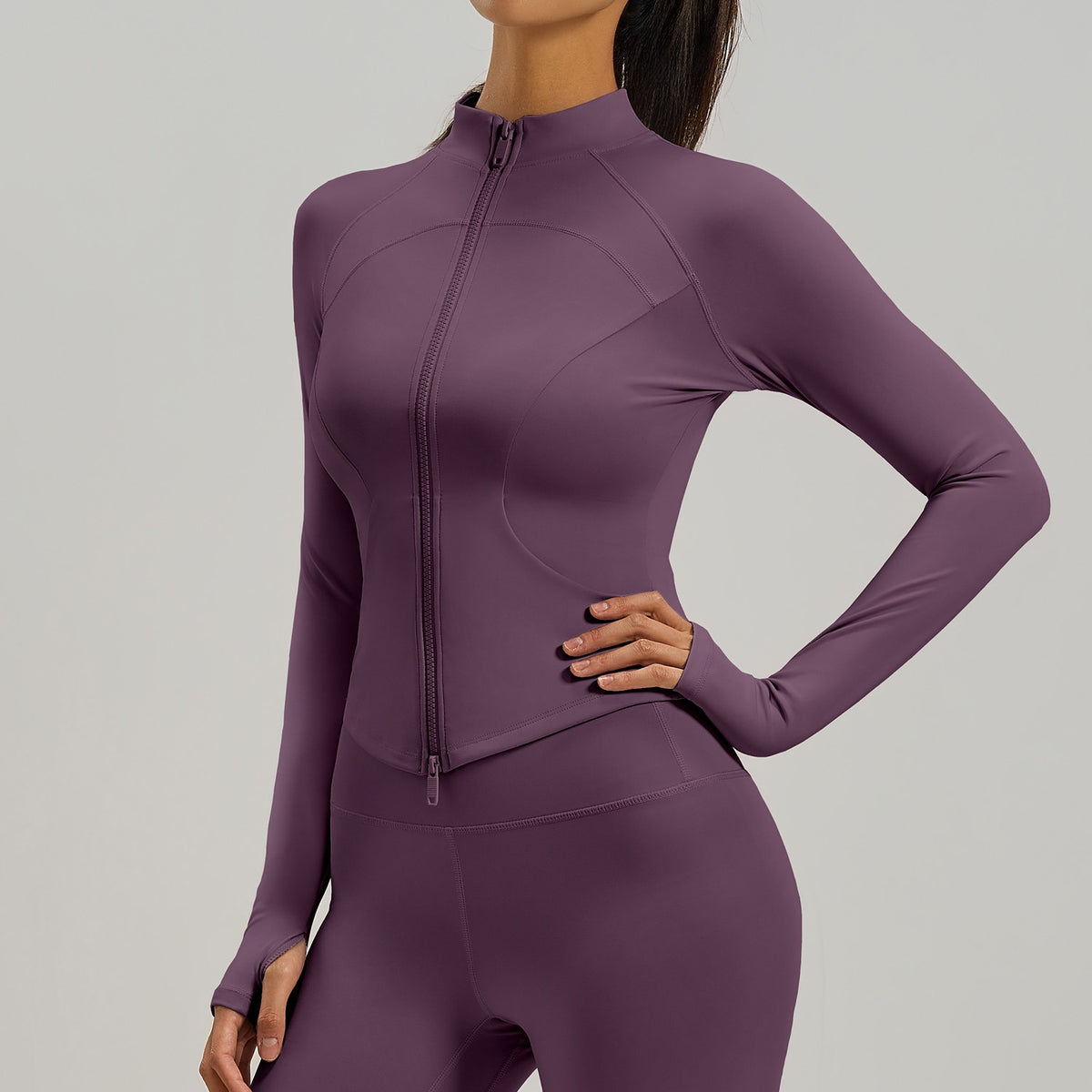 Contour Zip Jacket Plum