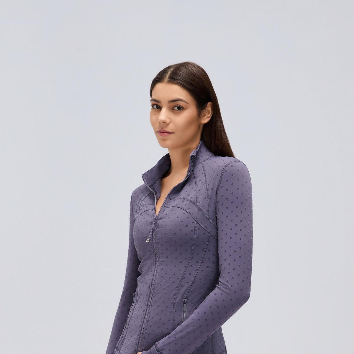 Flocked Dot Jacket Purple - modelo