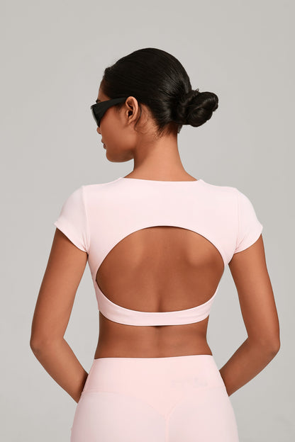 Flow Open-Back Crop Top - Rosa