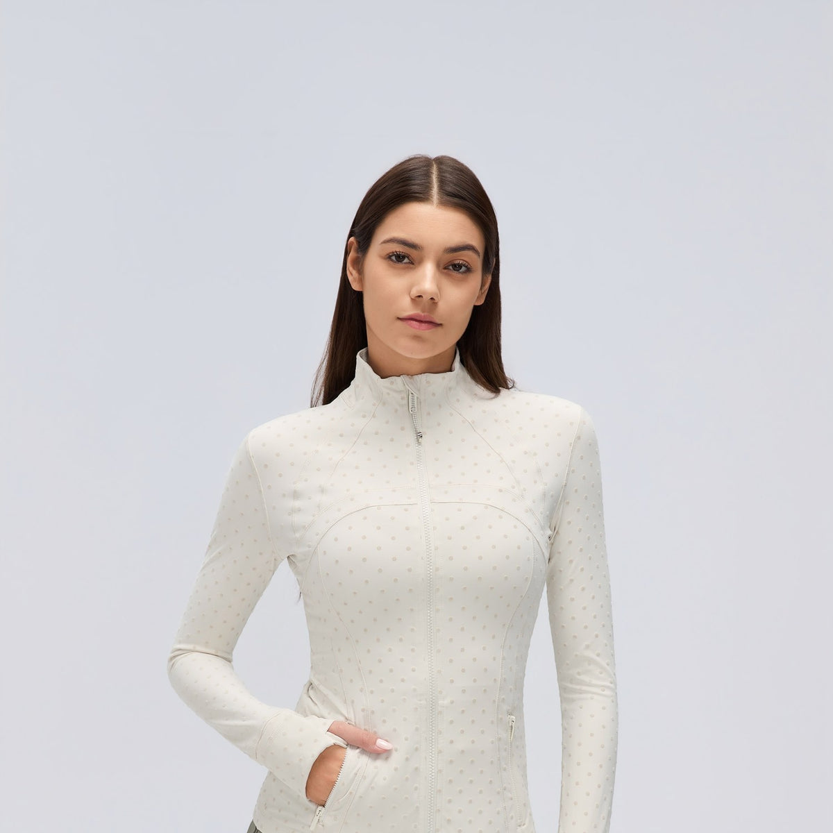 Flocked Dot Jacket White - modelo