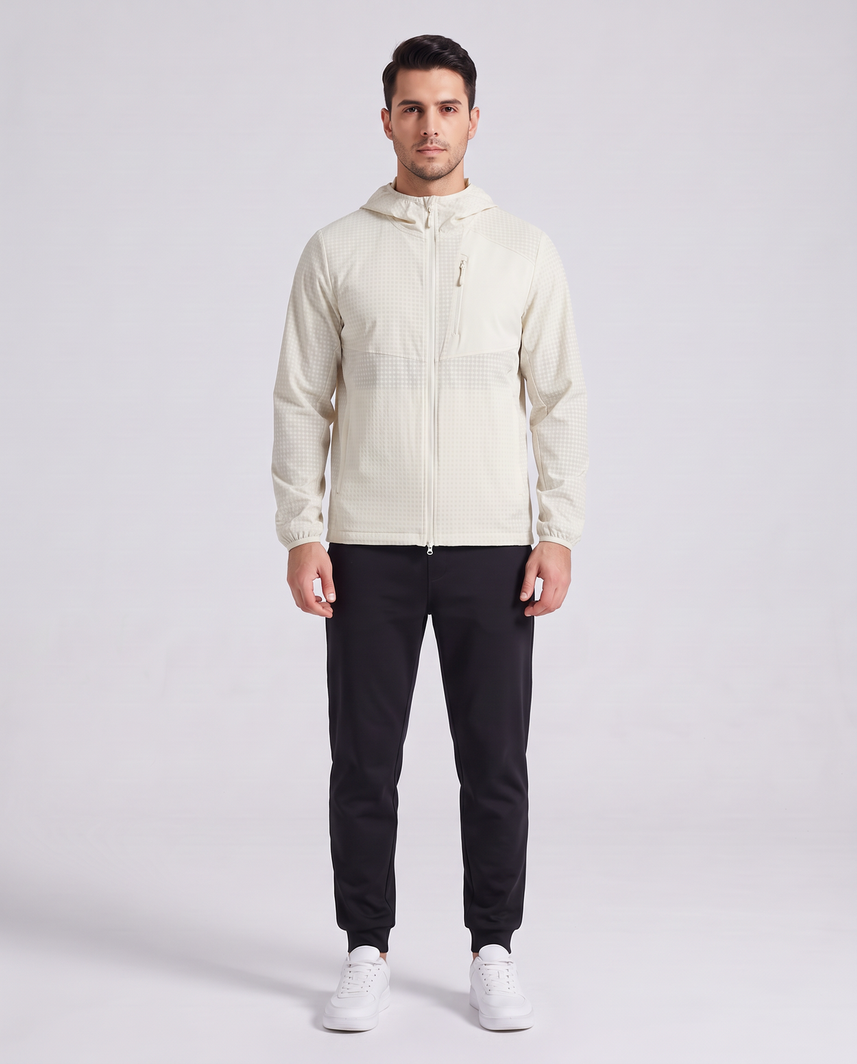 Grid Hooded Jacket White