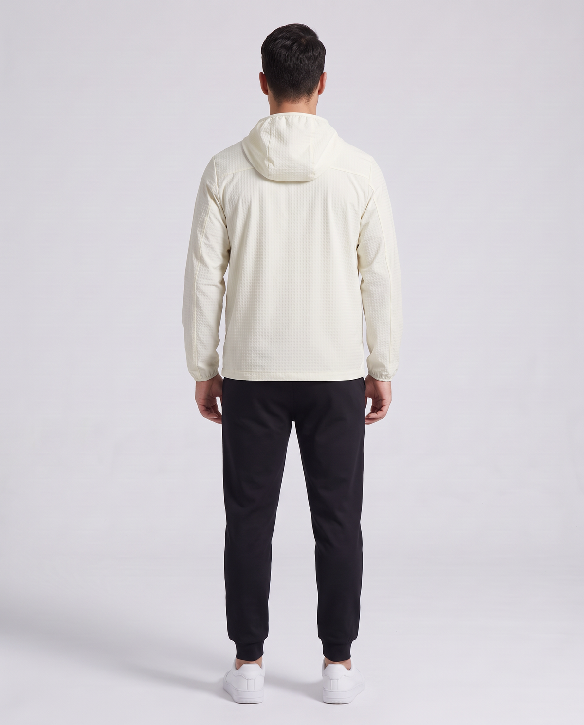 Grid Hooded Jacket White - espalda