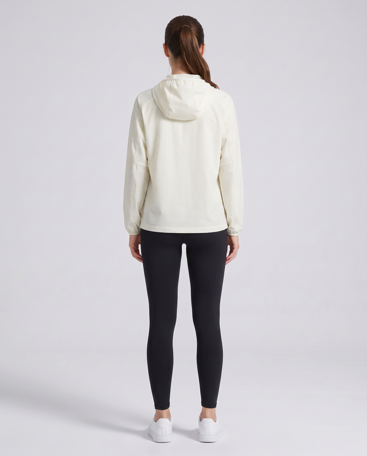Grid Hooded Jacket White - mujer, espalda