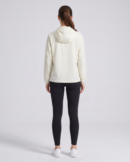 Grid Hooded Jacket White - mujer, espalda