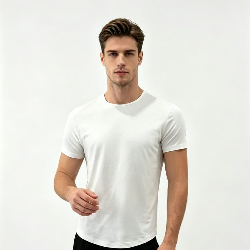 Lyocell Curved Hem Tee White