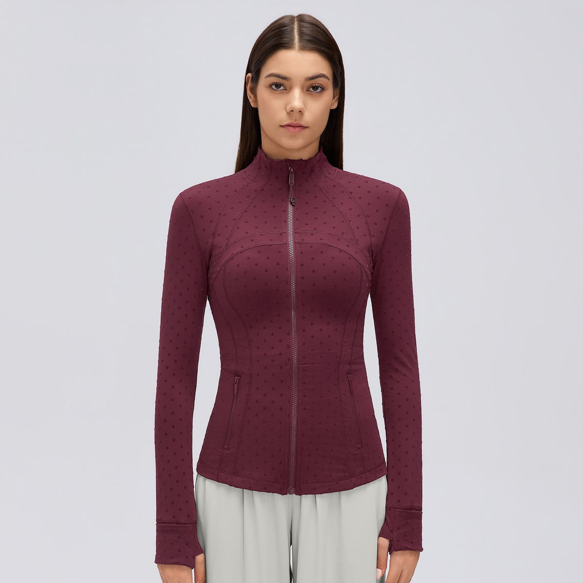 Flocked Dot Jacket Wine