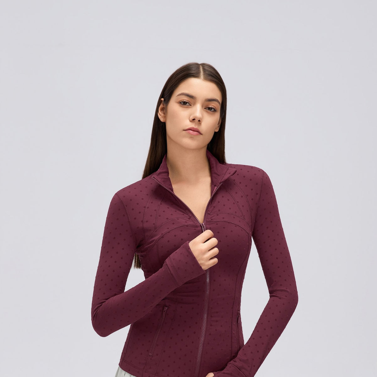 Flocked Dot Jacket Wine - modelo